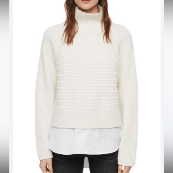 Allsaints Jones Layered-Look Cable-Knit‎ Sweater Small - Picture 1 of 8